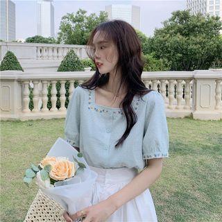Embroidered Square Neck Shirt