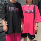 Couple Matching Elbow-sleeve Printed Cartoon T-shirt