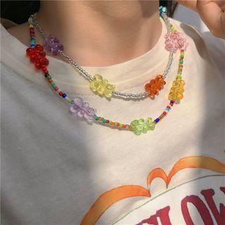 Color Block Bear Necklace