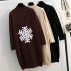 Set: Mock-neck Sweater + Snowflake Pattern Knit Pinafore Dress