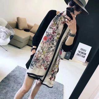 Floral Print Shawl White - One Size