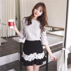 Lace-trim A-line Mini Skirt