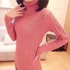 Turtleneck / Round Neck Cable Knit Sweater