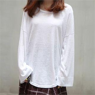 Scoop-neck Drop-shoulder T-shirt