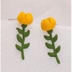Sterling Silver Flower Stud Earring 1 Pair - Yellow - One Size