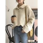 Collared Button-neck Loose-fit Sweater