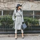 Handmade Wool Blend Flap Wrap Coat Gray - One Size