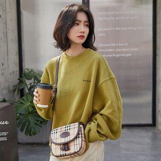 Lettering Batwing-sleeve Round-neck Sweatshirt