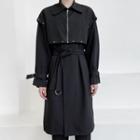 Mock Two Piece Stud Trench Coat