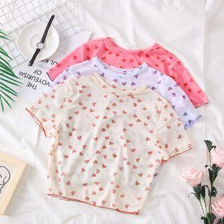 Heart-print Crop T-shirt
