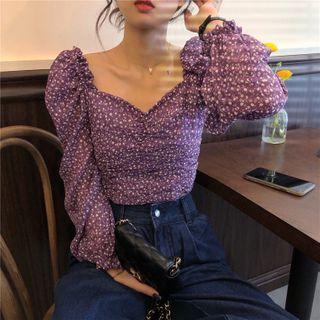 Floral Blouse Floral - Purple - One Size