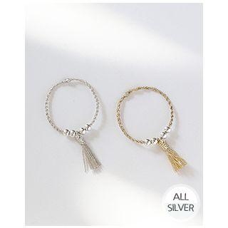 Silver-ball Tasseled Thread Ring