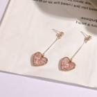 Heart Earring 925 Silver Needle - Heart - Pink - One Size