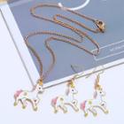 Set: Unicorn Necklace + Drop Earring As Shown In Figure - One Size