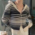 Hood Striped Zip Jacket Stripe - Black & White - One Size