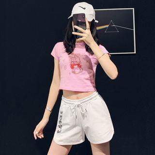 Rabbit-print Crop T-shirt