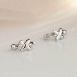 Cross Sterling Silver Earring 1 Pc - 0.6cm Diameter - Silver - One Size