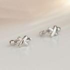 Cross Sterling Silver Earring 1 Pc - 0.6cm Diameter - Silver - One Size