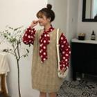V-neck Knit Vest / Dotted Long-sleeve Shirt
