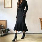 Padded-shoulder Long Mermaid Dress
