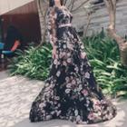 Long-sleeve Floral Maxi Sundress