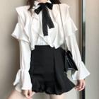 Ruffled Blouse / Mini Culottes / Set