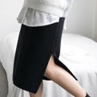 Side-slit Midi H-line Knit Skirt