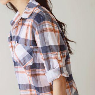 3/4-sleeve Summer Plaid Shirt