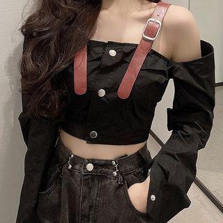 Buckled Strap Long-sleeve Top