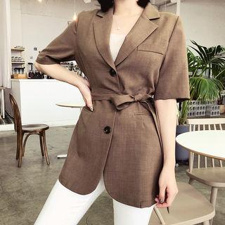 Short-sleeve Blazer With Sash