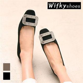 Rhinestone-appliqu  Faux-suede Flats
