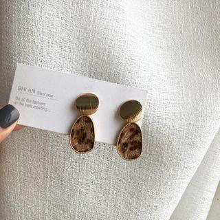 Leopard Dangle Earring 1 Pair - Stud Earrings - Leopard Print - Brown - One Size