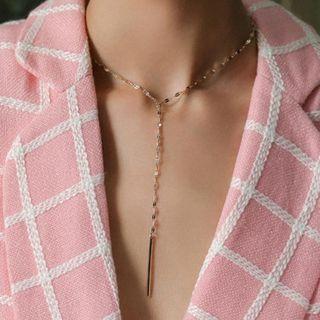 Plaid Drop Necklace