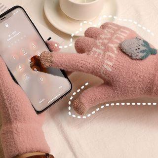Strawberry Accent Lettering Touchscreen Gloves