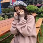 Turtle-neck Knit-trim Sweatshirt