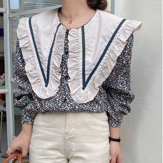 Flower Print Blouse Flower Print - Blue & Pink - One Size