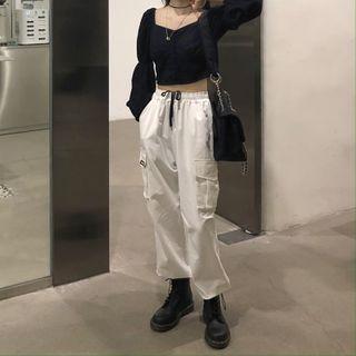 Long-sleeve Plain Top / Cargo Pants