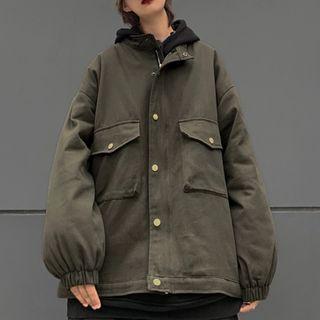 Long Sleeve Plain Pocket Front Cargo Jacket