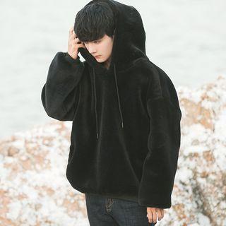 Furry Hoodie Black - L