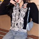 Lace Ruffle Cardigan Black - One Size