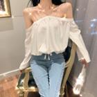 Rhinestone Cold Shoulder Blouse