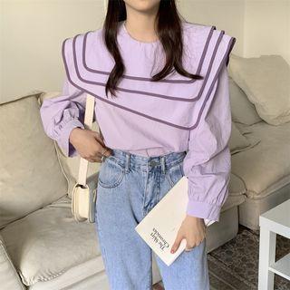 Long-sleeve Layered Trim Blouse