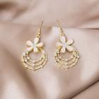Rhinestone Flower & Hoop Dangle Earring E3213 - As Shown In Figure - One Size