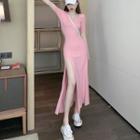 Short-sleeve Side-slit Dress
