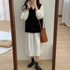 Midi A-line Shirtdress / Button-up Sweater Vest
