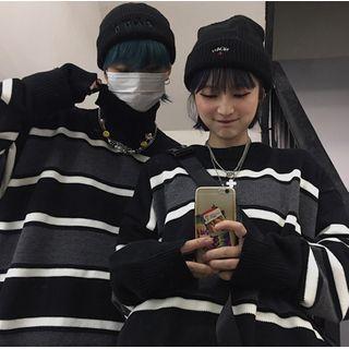 Couple Matching Round Neck / Turtleneck Striped Sweater