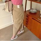 Flap-pocket Long Cargo Skirt