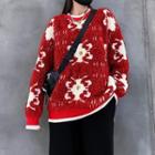 Metal Accent Jacquard Sweater