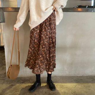 Floral High-waist Midi Skirt