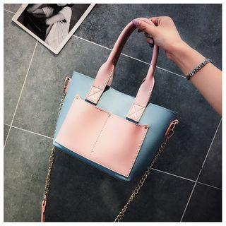 Two-tone Tote Bag With Pouch